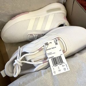 NEW ADIDAS RACER TR23 K 4 Dash White Lilac Running Sneaker Youth 4.5 GIRLS